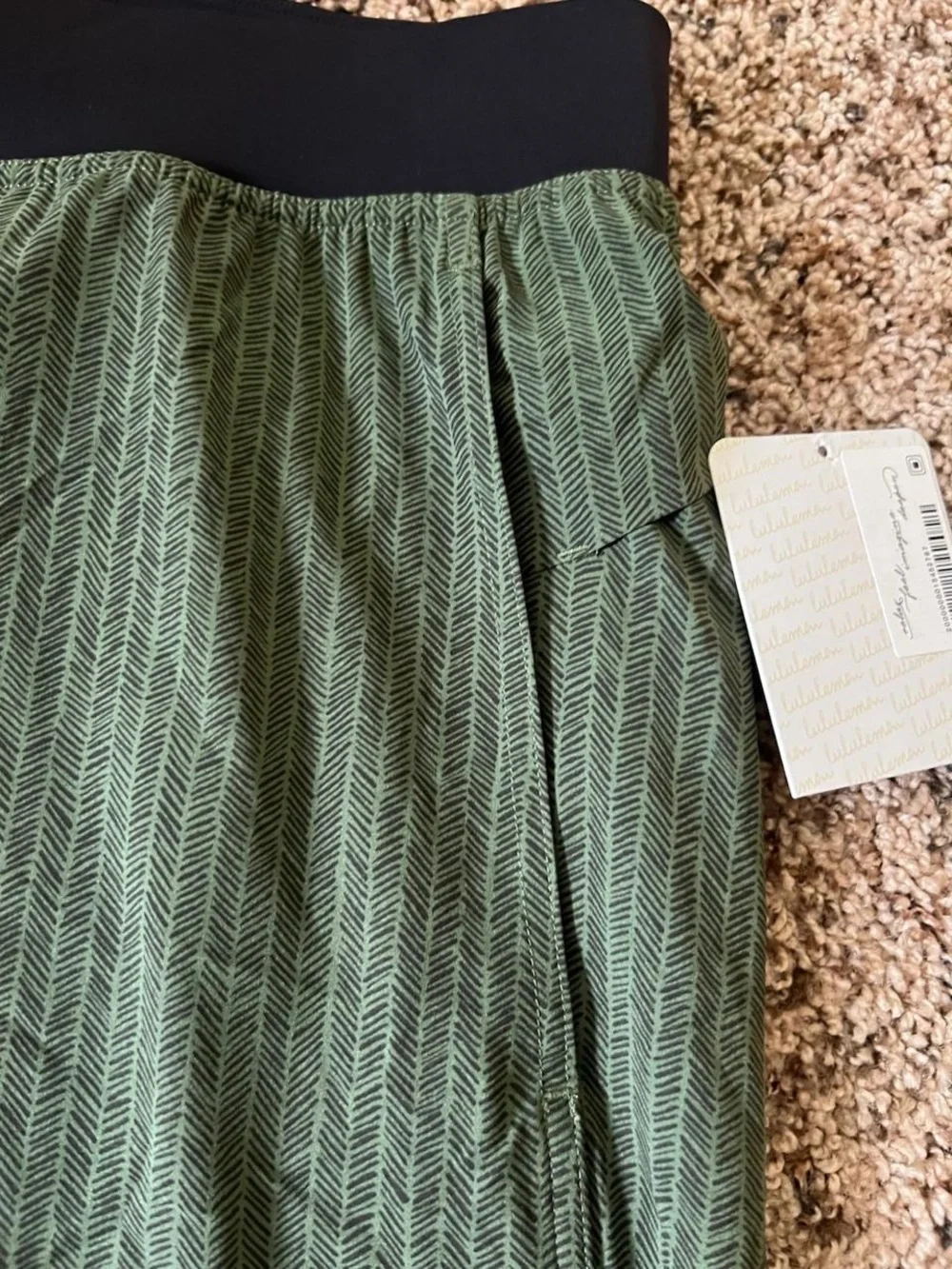 lululemon athletica Olive Green Jogger Shorts with Black Waistband